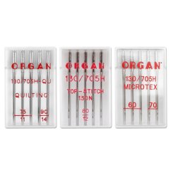 Organ Quiltnadelset Microtex-Top-Stich 60-90/ System 130/705/ 15 Nadeln