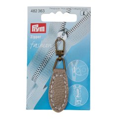Prym Fashion-Zipper Lederimitat (67 x 17 mm/ oval/ taupe)
