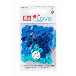Prym Love Color Snaps Druckknöpfe Stern (12,4 mm/ 30 St./ blau/ türkis/ tinte)