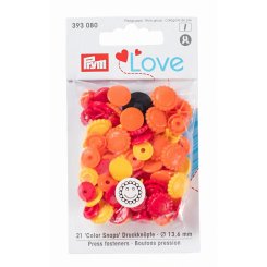 Prym Love Color Snaps Druckknöpfe Blumen (13,6 mm/ 21 St./ gelb/ rot/ orange)