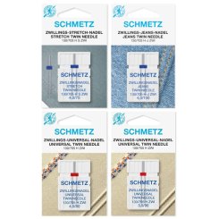 Schmetz Nadelsortiment Stretch Twin/ Jeans Twin/ Universal Twin/ System 130/705H/ 4 Nadeln