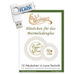 Windesign Stickmuster USB "Häubchen für`s Marmeladenglas" Lacetechnik (12 Designs)
