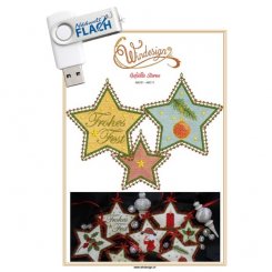 Windesign Stickmuster USB "Weihnachtssterne" in Lacetechnik mit Innenstern
