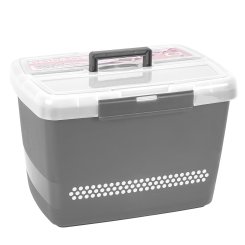 Große stabile Nähbox - Nähkoffer - Kunststoffbox (grau)