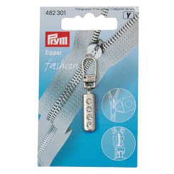 Prym Fashion-Zipper Strass (44 x 7,25 mm/ silberfarbig matt/ 4 Steinchen)