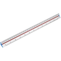 Semplix Aluminium Dreikantlineal (32 x 2,6 x 2,6 cm/ 6 verschiedene Skalen)