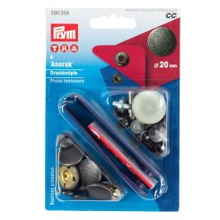 Prym Druckknopf Anorak Dessin Spirit (20 mm/ altsilber/ 6 St./ inkl. Werkzeug)