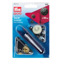 Prym Druckknöpfe Anorak Dessin Fusion (20 mm/ altsilber/ 6 St./ inkl.Werkzeug)