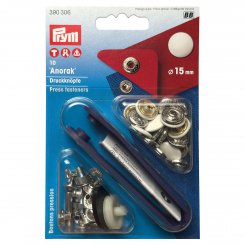 Prym Druckknöpfe Anorak (15 mm/ silberfarbig/ 10 St./ inkl. Werkzeug)