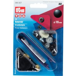 Prym Druckknöpfe Anorak (15 mm/schwarz/ 10 St./ inkl. Werkzeug)