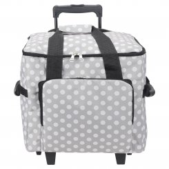 Overlock- Coverlock-Koffer/Trolley (grau/weiß gepunktet)