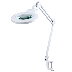 Semplix LED Lupen-Tischlampe weiß (60 PCS LED/ 3D Linse/ dimmbar/ Tischklemme)