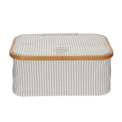 Prym Box Canvas &amp; Bamboo (38 x 26 x 16 cm/ faltbar/ grau-creme gestreift)