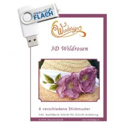 Windesign Stickmuster USB 3D Wildrosen (6 Stickmuster)