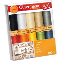 Gütermann Baumwolle C Ne 50 Basic Nähfaden-Set-1 (10 Farben/ 100 m)