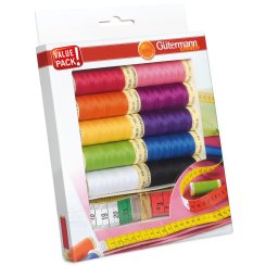 Gütermann Allesnäher + Maßband Nähfaden-Set (10 Farben/ 100 m)