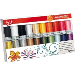 Gütermann Rayon 40 Stickfaden-Set-1 (16 x 200 m/ 2 x Metallic/ 2 x  Bobbin)