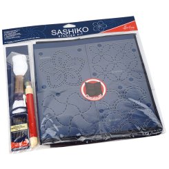 SASHIKO Starter Set (5-tlg./ Schablonen/ Stoff/ Markierstift/ Sticknadeln/ Stickgarn)