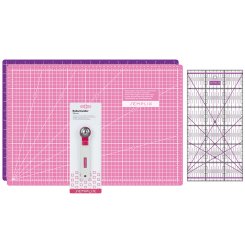 Semplix Schneidematten-Set A3 pink/lila/ Lineal/ Rollschneider 28 mm