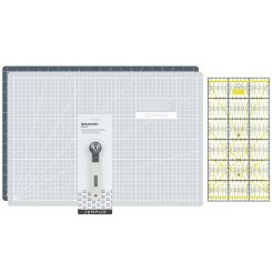 Semplix Schneidematten-Set A3 grau/gelb Lineal/ Rollschneider 28 mm