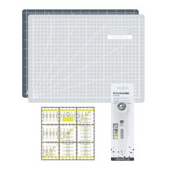 Semplix Schneidematten-Set A4 grau/gelb Lineal/ Rollschneider 20 mm