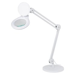 Semplix LED Lupen-Tischlampe 3D weiß (Linse 127 mm/ dimmbar/ Tischstandfuß)