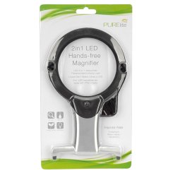 Purelite LED 2 in 1 Hände-Frei- und Tisch-Standlupe (Ø 10 mm Lupe 2+6-fache Vergrößerung)