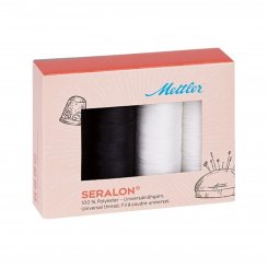 Amann Mettler Seralon No.100/ 200 m Garnset (2 x schwarz/ 2 x weiß)