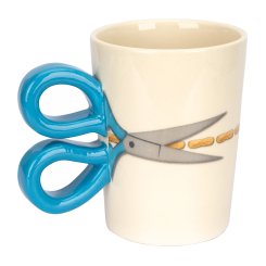 Kaffeebecher Kaffeetasse mit Scheren-Design blau