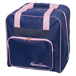 Hemline Overlocktasche (dunkelblau/ pink)