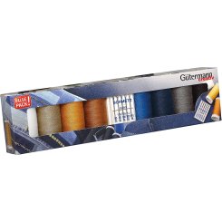 Gütermann Denim + Jeansnadeln Nähfaden-Set (8 Farben/ 100 m)