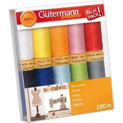 Gütermann Baumwolle Nähfaden-Set-2 (10 Farben/ 100 m)