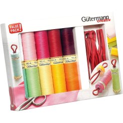 Gütermann Allesnäher + 10 Bobbin-Clips Nähfaden-Set (10 Farben/ 100 m )