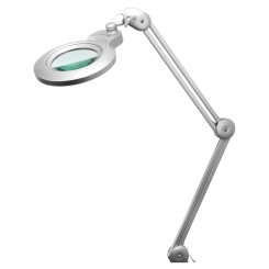Semplix LED Lupen-Tischlampe silber (60 PCS LED/ 3D Linse/ dimmbar/ Tischklemme)