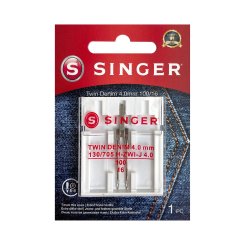Singer Zwillingsnadel Jeans Stärke 100/ 4,0 mm/ System 130/ 705H-ZWI/ 1 Nadel