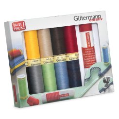 Gütermann Nähfaden-Set + Gütermann Fixierstift (10 Spulen/ 100 m)