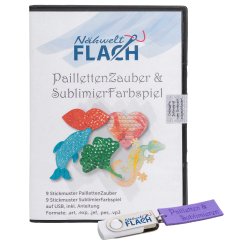 Nähwelt Flach USB Pailletten + Sublimieren (18 Muster + Anleitung)
