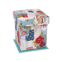 Nadelkästchen "Retro-Design" gefüllt (10,5 x 10,5 x 12,5 cm)