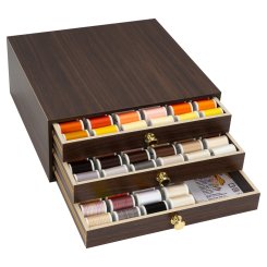 Madeira Cotona No.50 Garnschatulle groß (120 Spulen à 1000 m/ Wurzelholz-Optik)