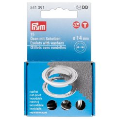 Prym Ösen mit Scheiben (14 mm/ silberfarbig/ 15 St./ ohne Werkzeug)