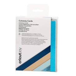 Cricut Joy Cutaway Cards - Klebekarten (8 St./ blau-beige-Glitzer/ 10,8 cm x 14 cm)