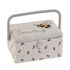Nähkorb "Sewing-Bienen" (bestickt/ 26 x 19 x 14,5 cm)