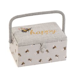 Nähkorb "Happy-Bienen" (bestickt/ 26 x 19 x 14,5 cm)