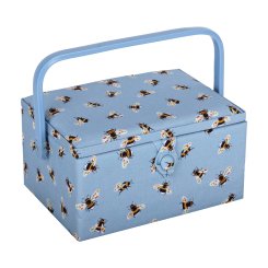 Nähkorb "Bienenschwarm" (blau/ 26 x 19 x 14,5 cm)