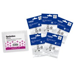 Semplix Spulenbox mit 50 original Brother Spulen (drop in/ 21 x 11,5 mm) als Sparpack!
