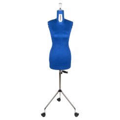 Fabma Schneiderpuppe/Schneiderbüste / mit Rollen (weiblich / Größe 36 - 48 / blau / verstellbar)