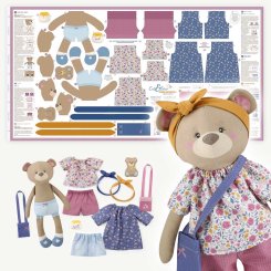 Kullaloo Cut &amp; Sew Panel "DRESS ME BESTIE" BETSY BÄR (80  x155 cm)