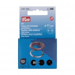 Prym Ösen mit Scheiben (11 mm/ dunkelbraun-silberfarbig/ 20 St.)