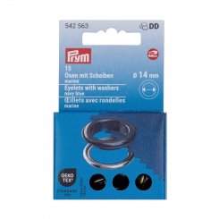 Prym Ösen mit Scheiben (14 mm/ marine-silberfarbig/ 15 St.)