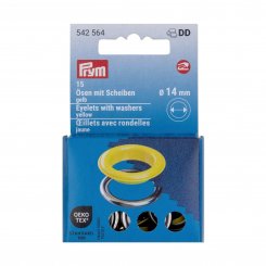 Prym Ösen mit Scheiben (14 mm/ gelb-silberfarbig/ 15 St.)